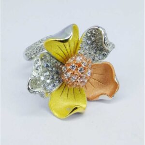 Tri colour silver ring MG-R001