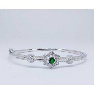 92.5 Sterling Silver Star Design Ladies Kada Bracelet