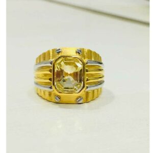 916 Yellow Stone Gold Gents Ring