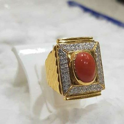 916 Gold Studded Diamond With Stone Ring