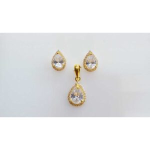 916 Gold CZ Diamond Pendant Set