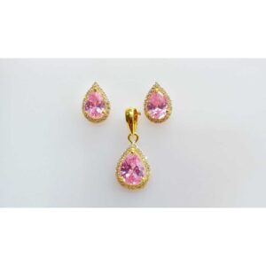 Stylish 916 Gold Colored Stone Pendant Set