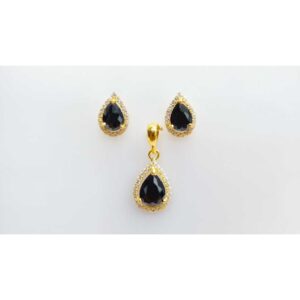 Simple 916 Gold CZ Pendant Set