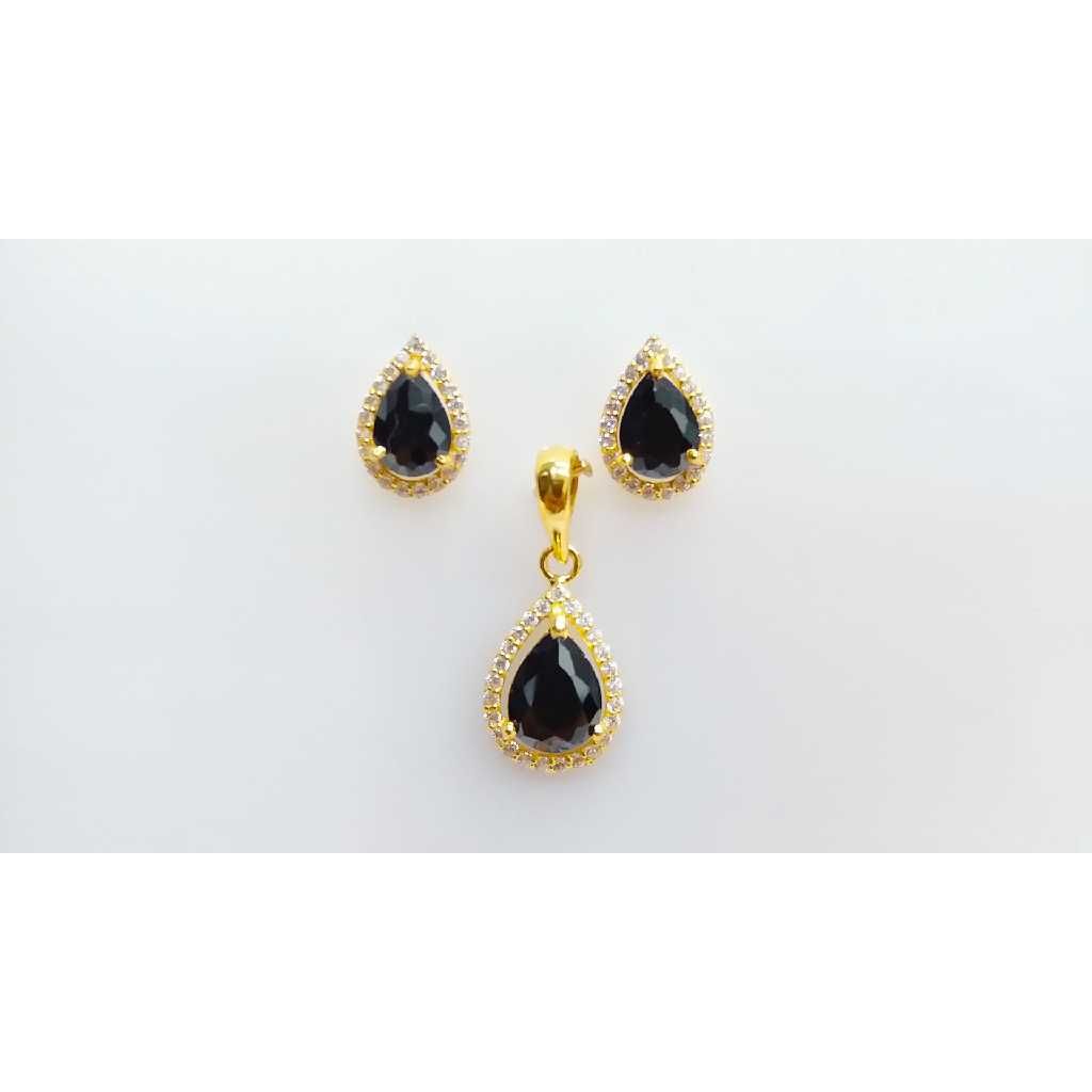 Simple 916 Gold CZ Pendant Set