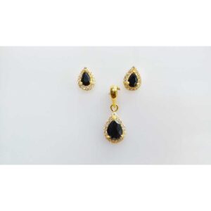 22KT Gold Black Stone Modern Ladies Pendant Set