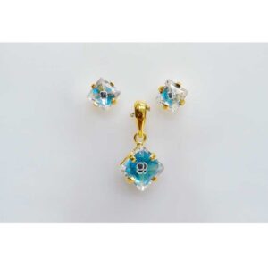 916 Gold Sterling Diamond Pendant Set