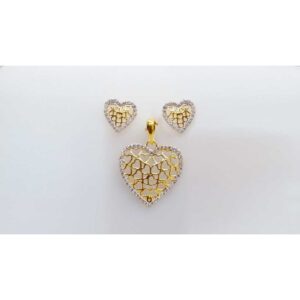 Delicate 916 Gold Heart Shape Pendant Set