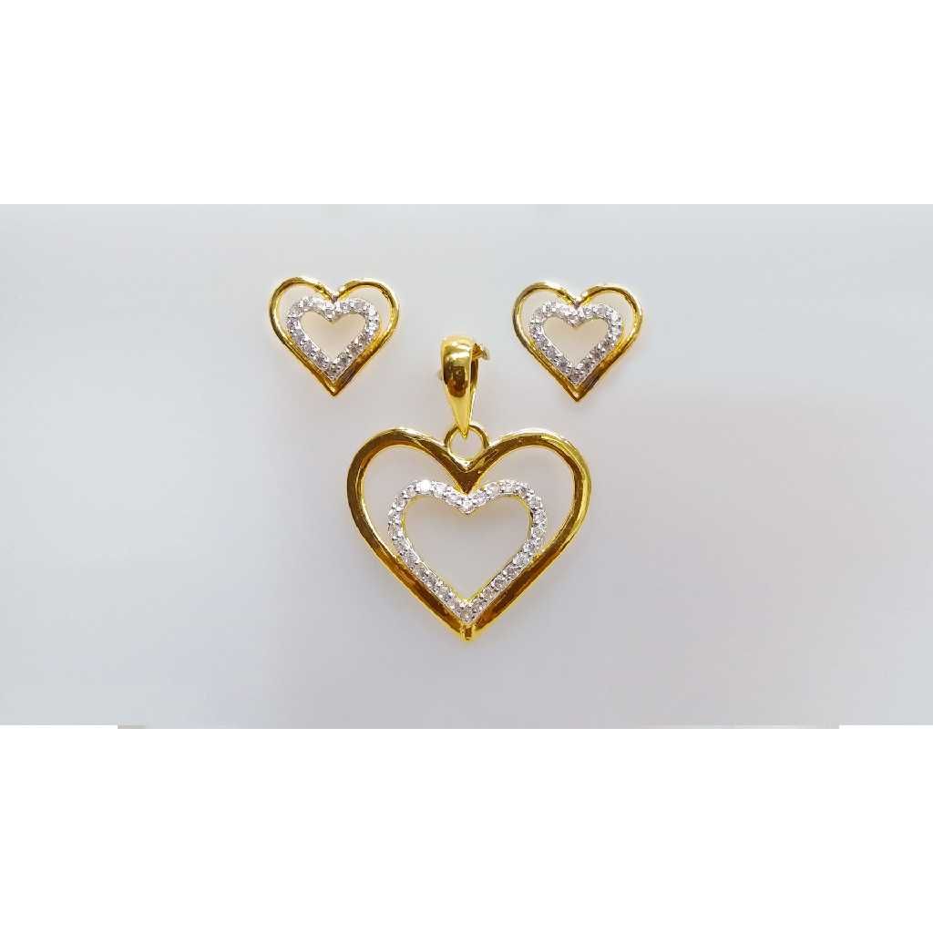 Designer 916 Gold Heart Shape Pendant Set