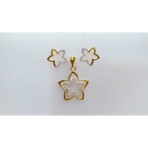 Star Shape Gold Pendant With Earring