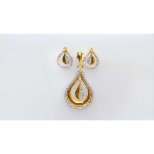 916 Yellow Gold CZ Diamond Ladies Pendant Set