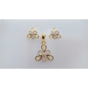 916 Gold Stylish CZ Diamond Ladies Pendant Set