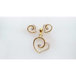Stylish 916 Gold CZ Pendant Set