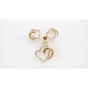 Modern Style 22KT Gold Pendant With Earring