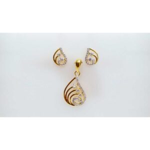 22KT Gold CZ Diamond Ladies Pendant Set