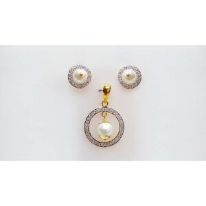 CZ Gold Ladies Pendant Set