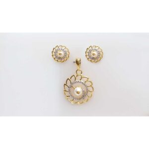CZ Gold Ladies Pendant Set
