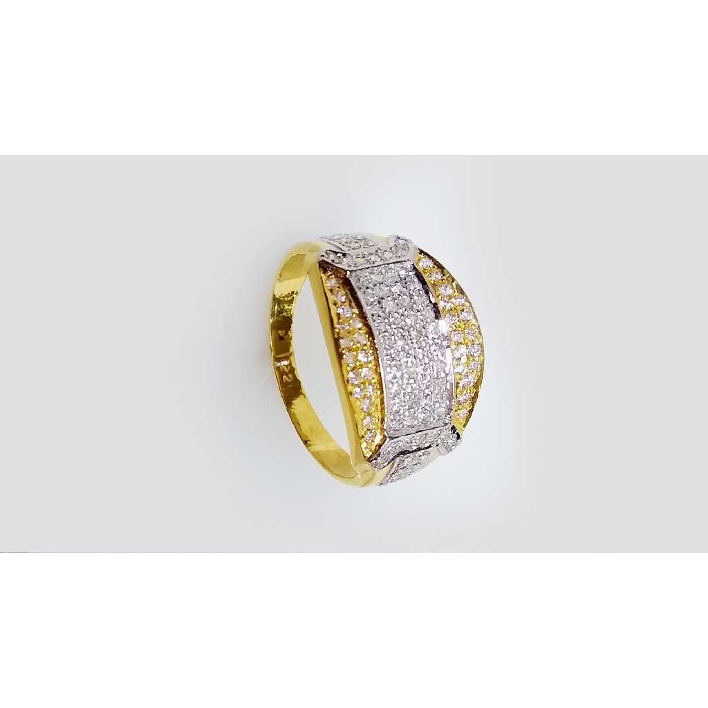 Fancy 916 CZ Gold Gents Ring