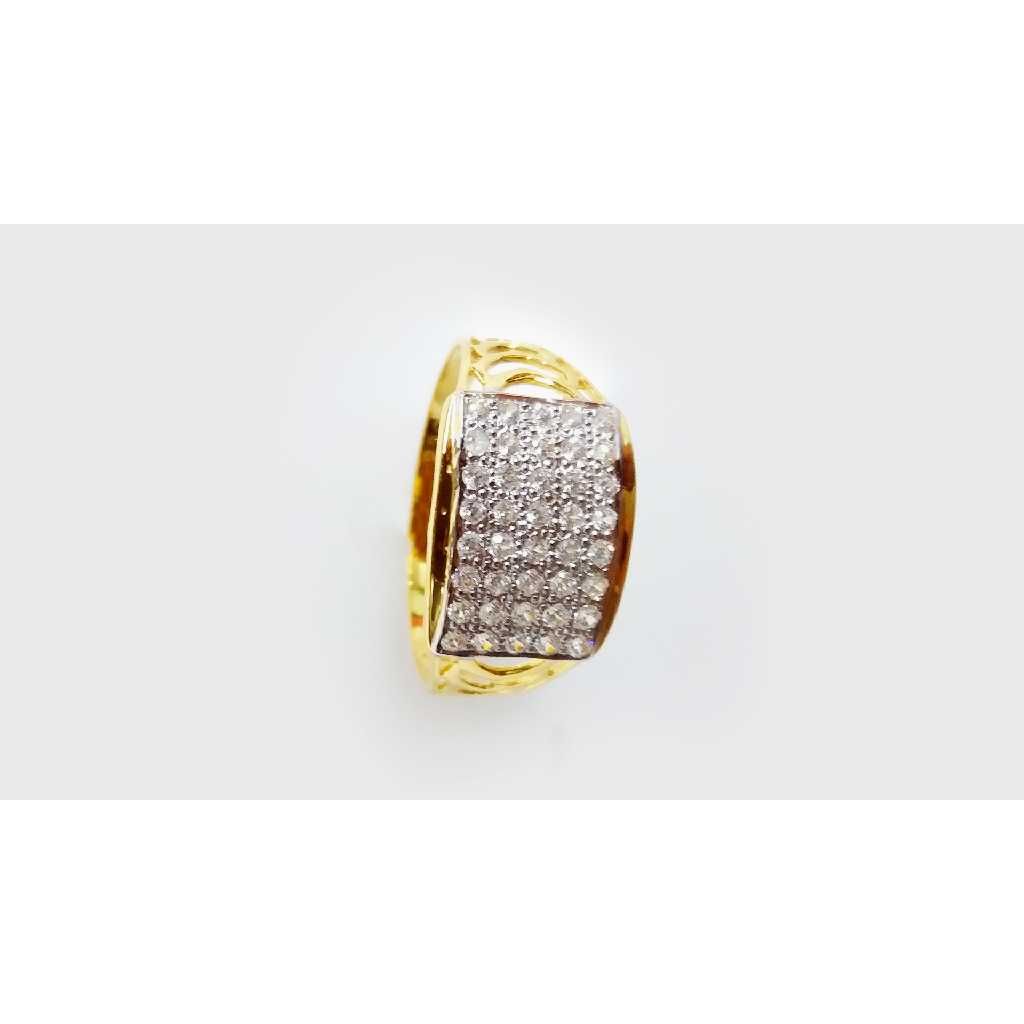 916 Yellow Gold CZ Diamond Ladies Ring