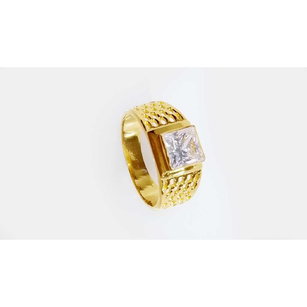916 Gold CZ Diamond Gents Ring