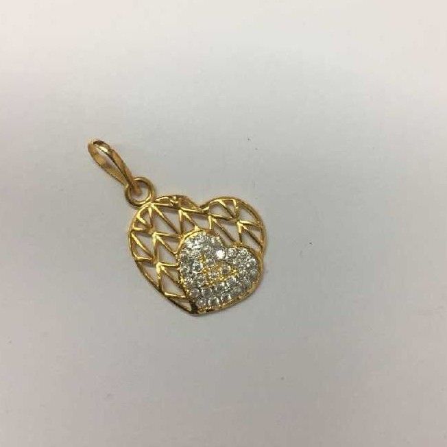 22K / 916 Indian Gold Modern Heart Cz Pendant - Image 2