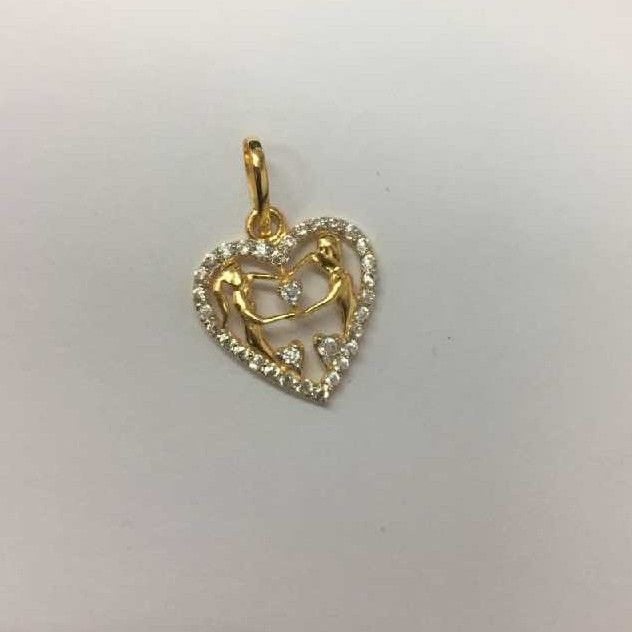 22K / 916 Gold Ladies Indian CZ Stylish Heart Pendants
