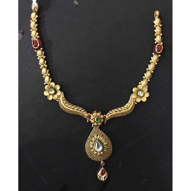 916 Gold Indian Jadtar Ladies Attractive Necklace
