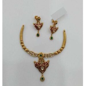 22K Gold Ladies Antique Jadtar Necklace Set