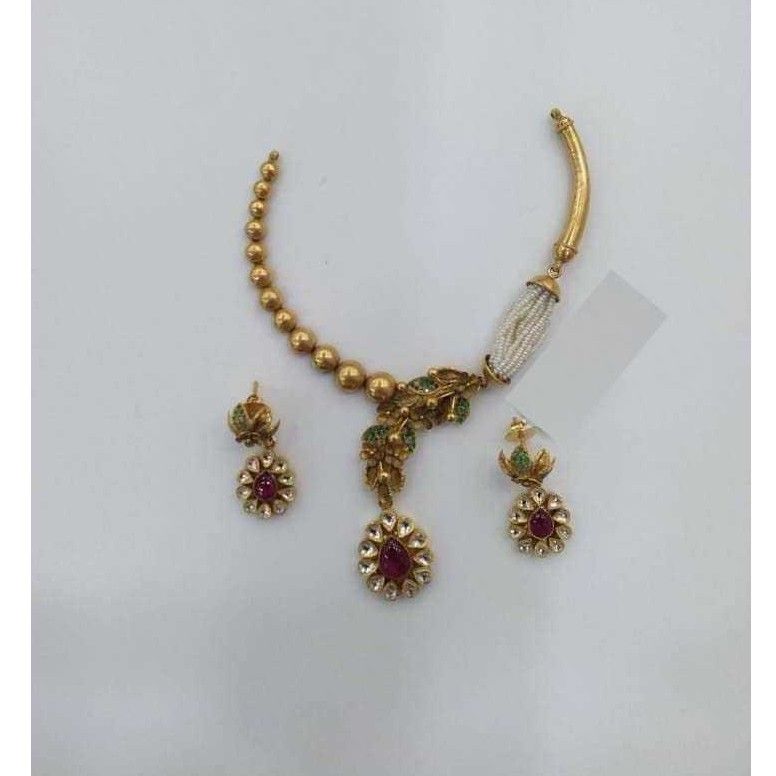 22KT Gold Ladies Classic Jadtar Special Necklace Set