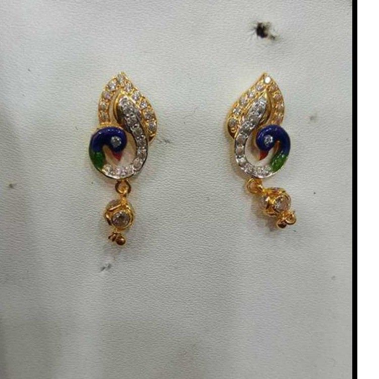 916 Gold Ladies Antique Peacock Earrings
