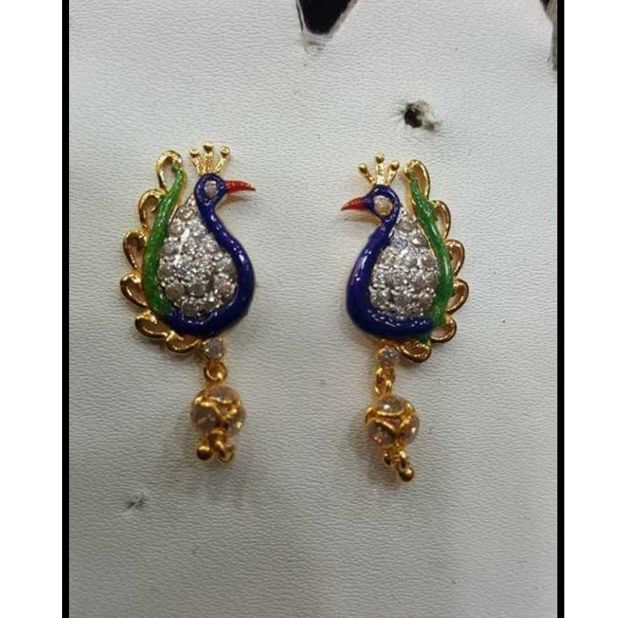 22KT Yellow Gold Ladies Jadtar Peacock Design Earring