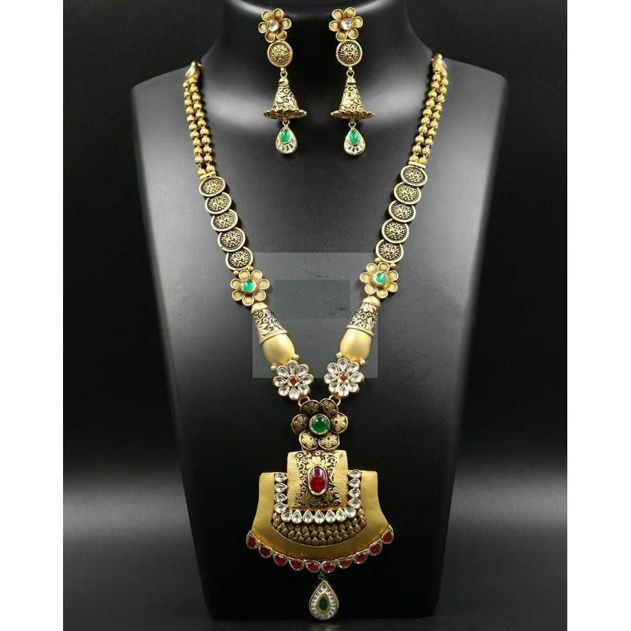 22KT Yellow Gold Jadtar Classic Designer Necklace Set