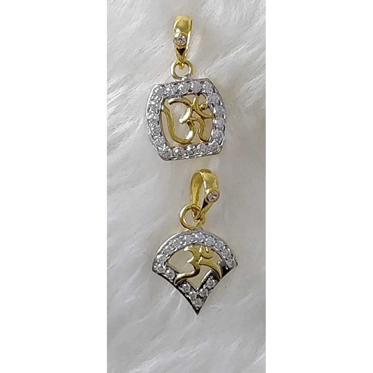 916 Gold Religious Om Ganpati CZ Pendant