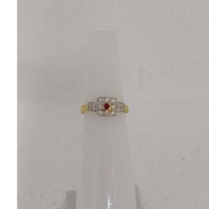 22KT Gold Ladies CZ Poli Ring