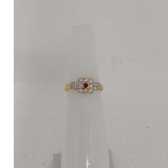 22KT Gold Ladies CZ Poli Ring