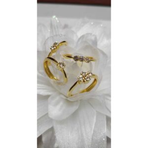 916 Gold CZ Classic Poli Ladies Ring