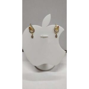 916 Gold Bridal Earring With Red Diamond
