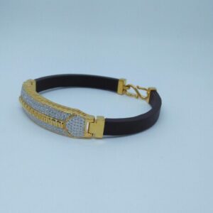916 HM Gold Leather Bracelet with Diamond MJ-GL-001