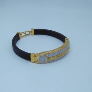 916 HM Gold Leather Bracelet with Diamond MJ-GL-001