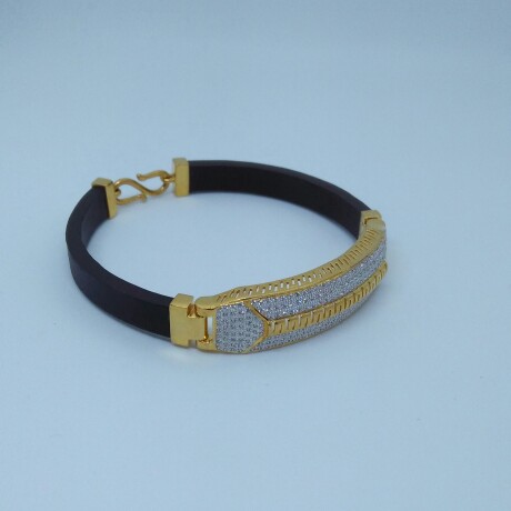 916 HM Gold Leather Bracelet with Diamond MJ-GL-001 - Image 2