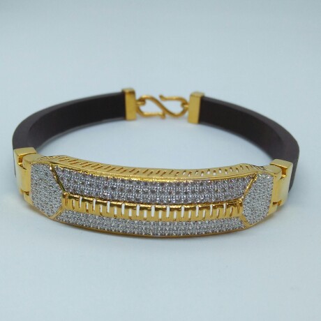 916 HM Gold Leather Bracelet with Diamond MJ-GL-001