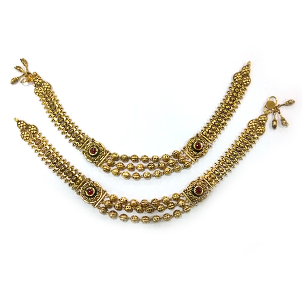 916 Gold Fancy 3 Layer Payal MJ - P001