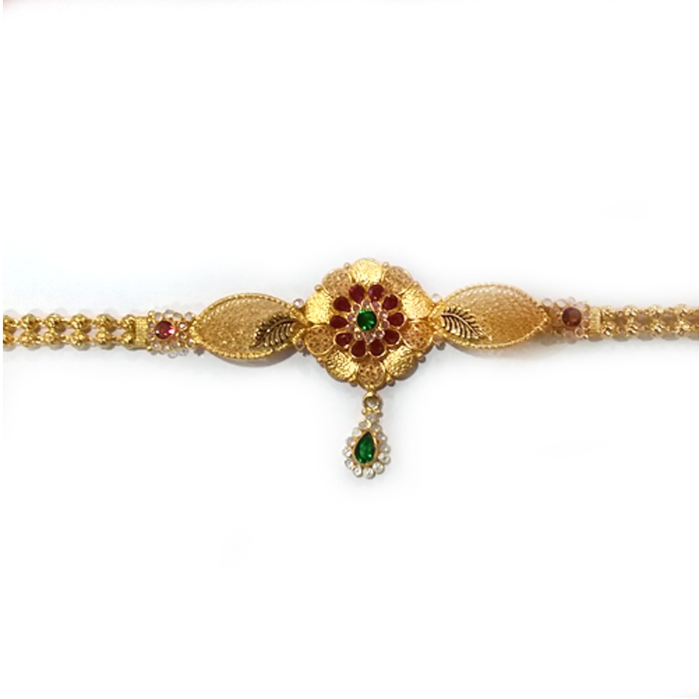 916 Gold Fancy Colorstone Bajubandh Armlet MJ - B001