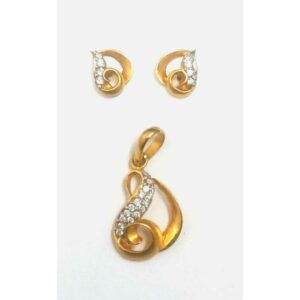 916 Hallmarked Cz Stone Studded Pendant Set