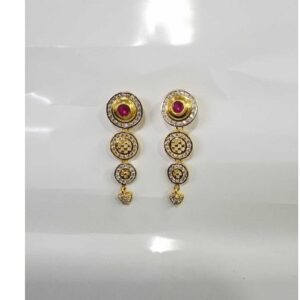 22KT Gold Red Stone Earrings