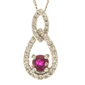 9ct White Gold Ruby & Diamond Pendant