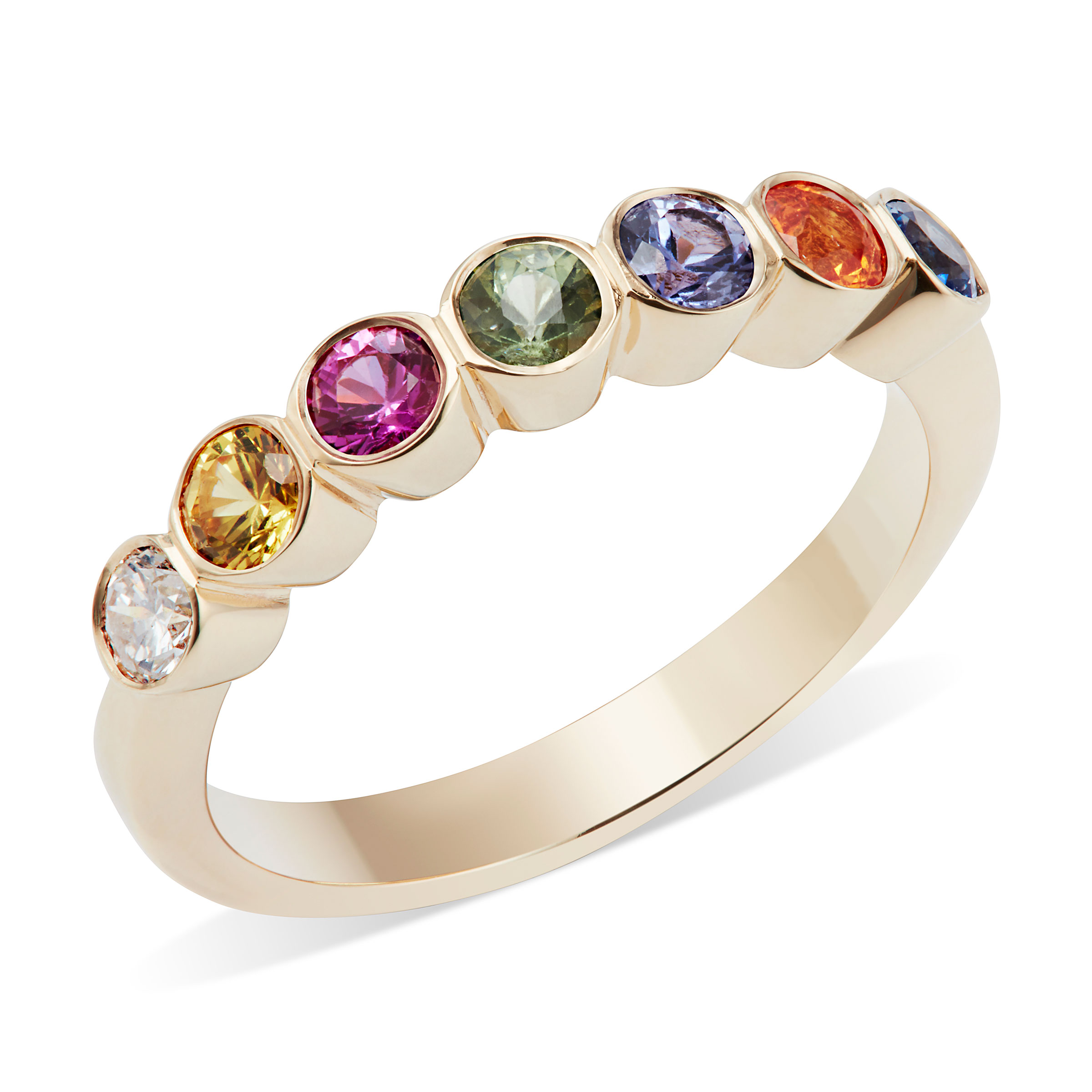 7 Stone Rainbow Ring