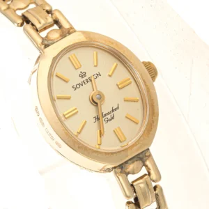 9ct Gold Ladys Sovereign Quartz Bracelet Watch