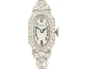 14ct White Gold & Platinum Ladys Diamond Set Bracelet Watch