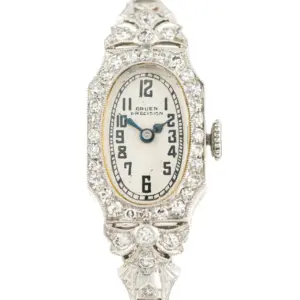 14ct White Gold & Platinum Ladys Diamond Set Bracelet Watch