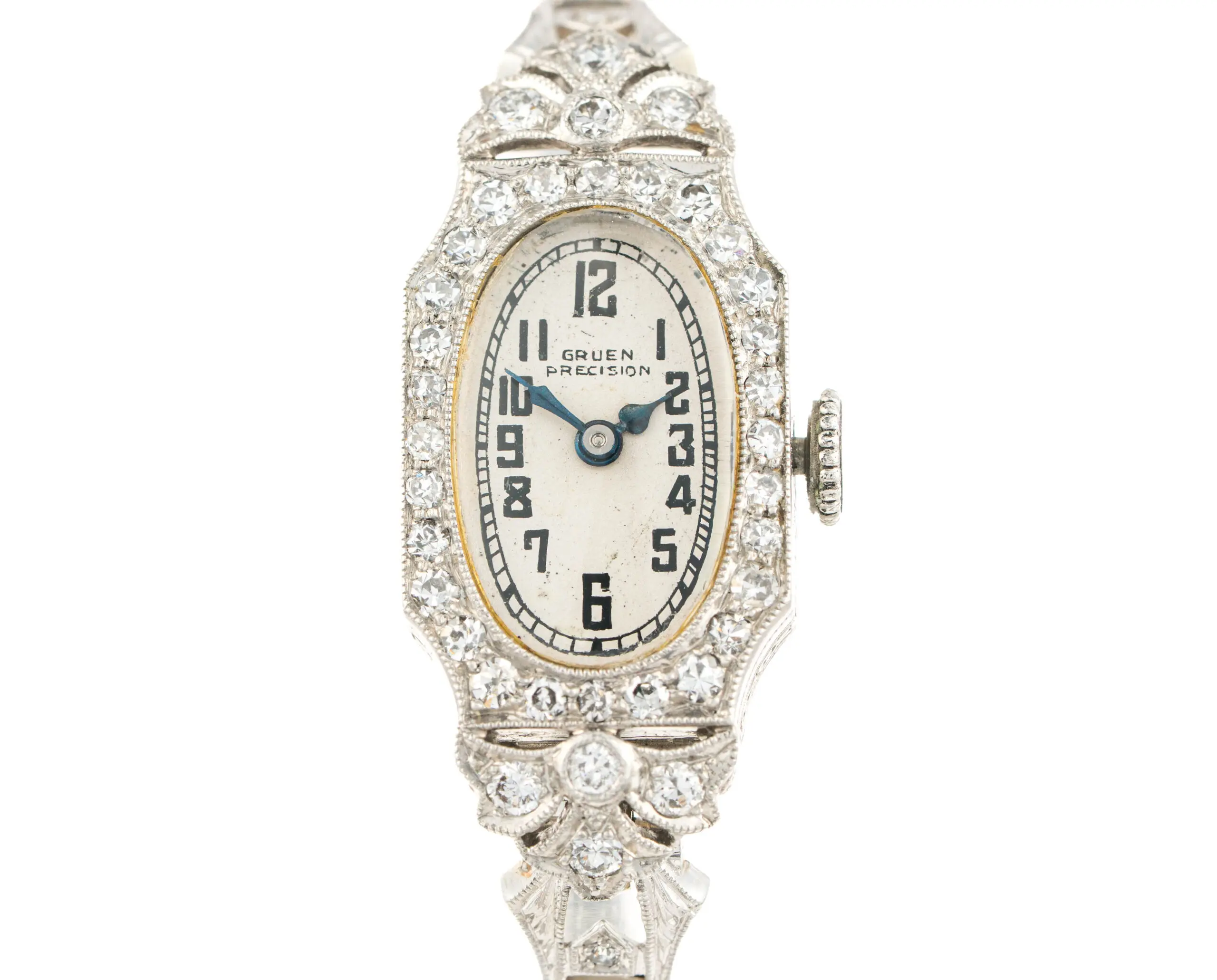 14ct White Gold & Platinum Ladys Diamond Set Bracelet Watch